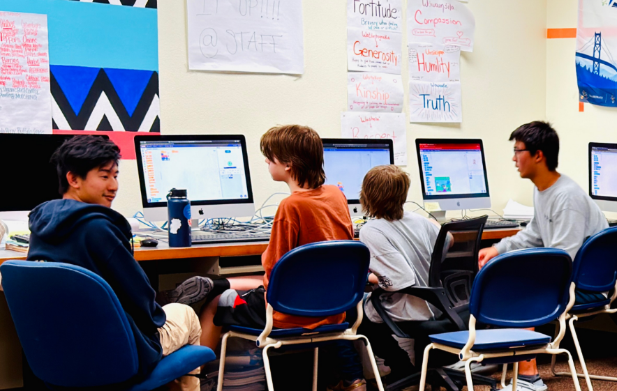 Students learning to code